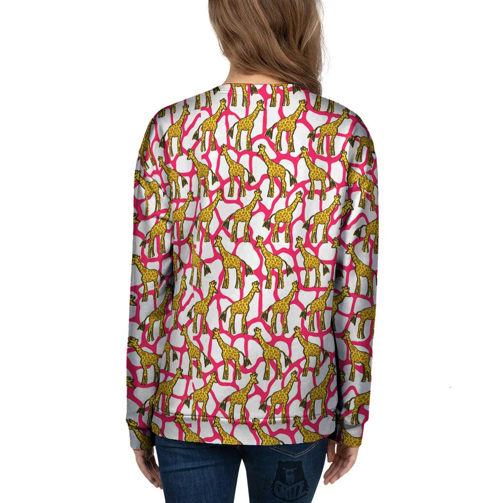 Giraffe Yellow And Pink Print Pattern Women's Sweatshirt-grizzshop