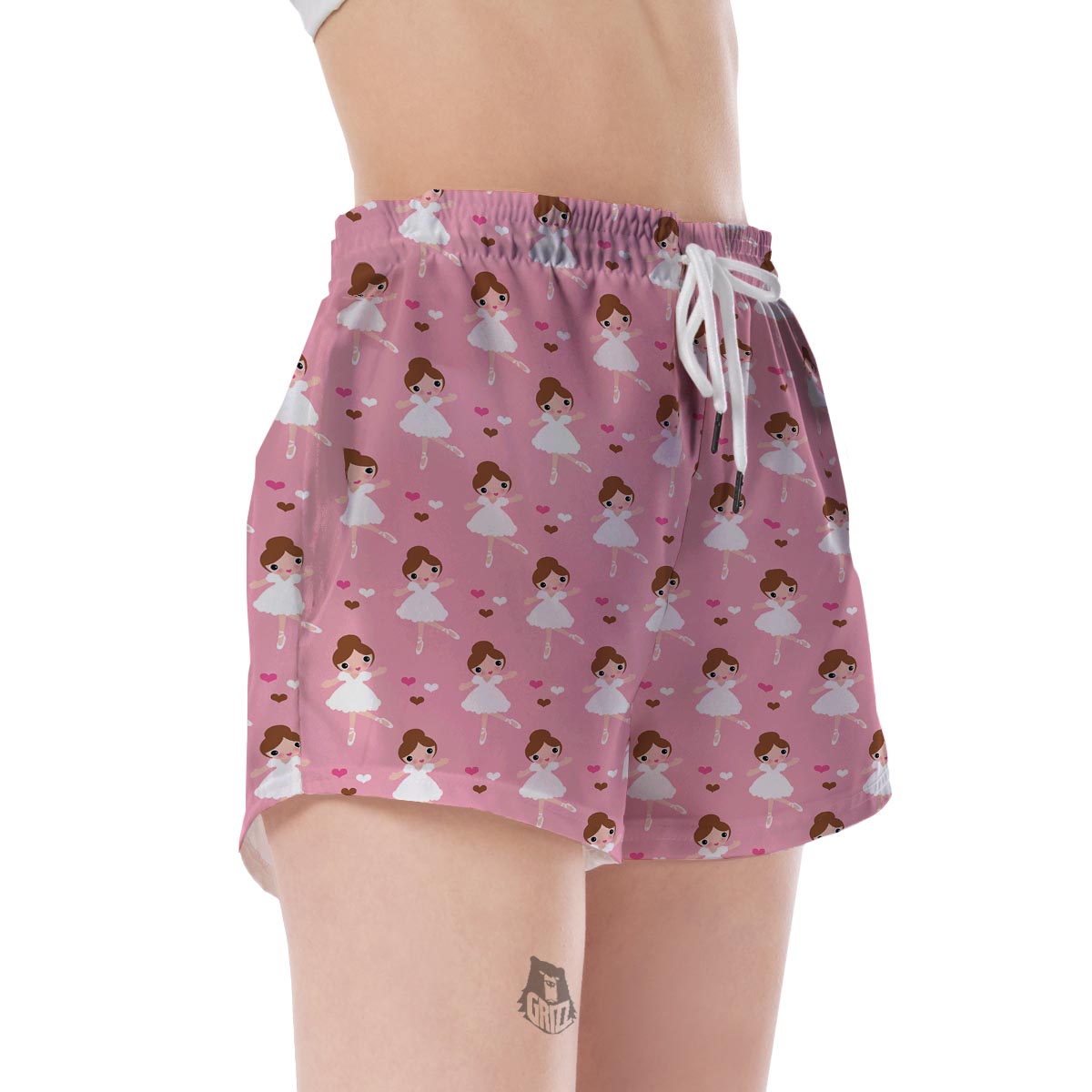 Girl Ballet Pattern Print Women's Shorts-grizzshop