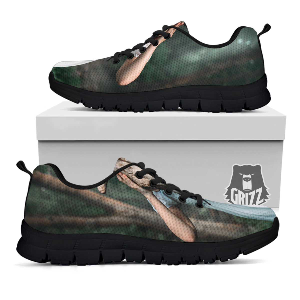 Girl With Animal Skull Print Black Sneaker-grizzshop