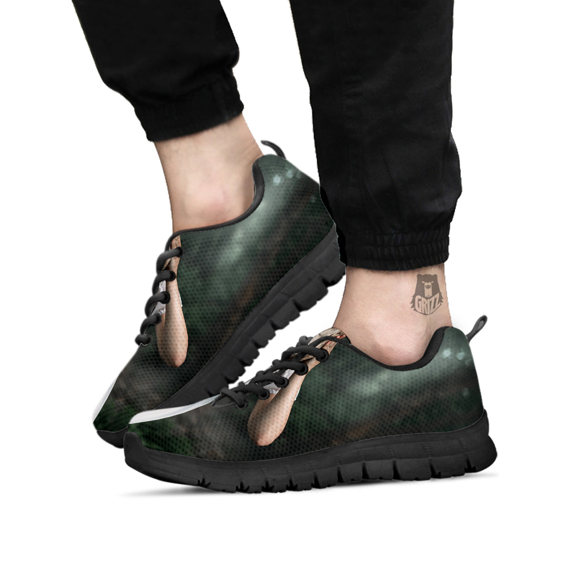 Girl With Animal Skull Print Black Sneaker-grizzshop