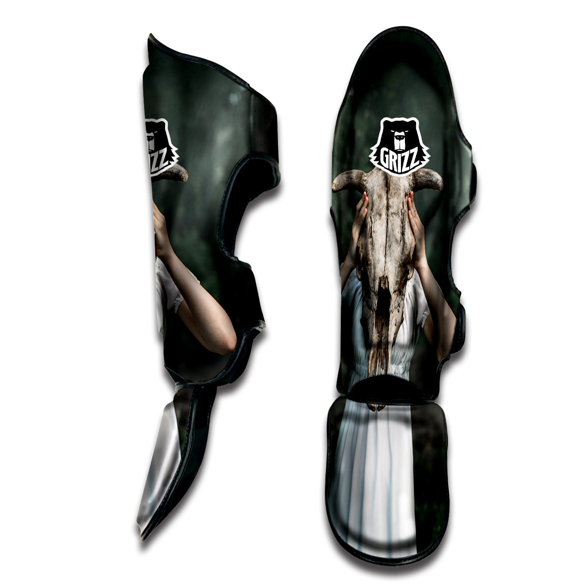 Girl With Animal Skull Print Muay Thai Shin Guards-grizzshop