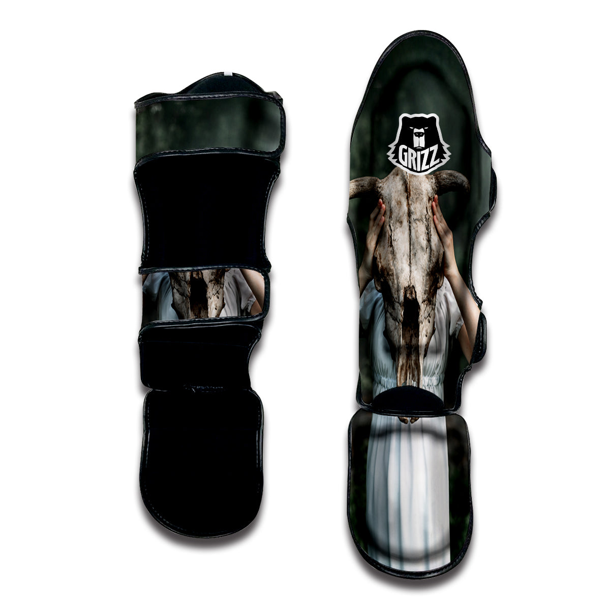 Girl With Animal Skull Print Muay Thai Shin Guards-grizzshop