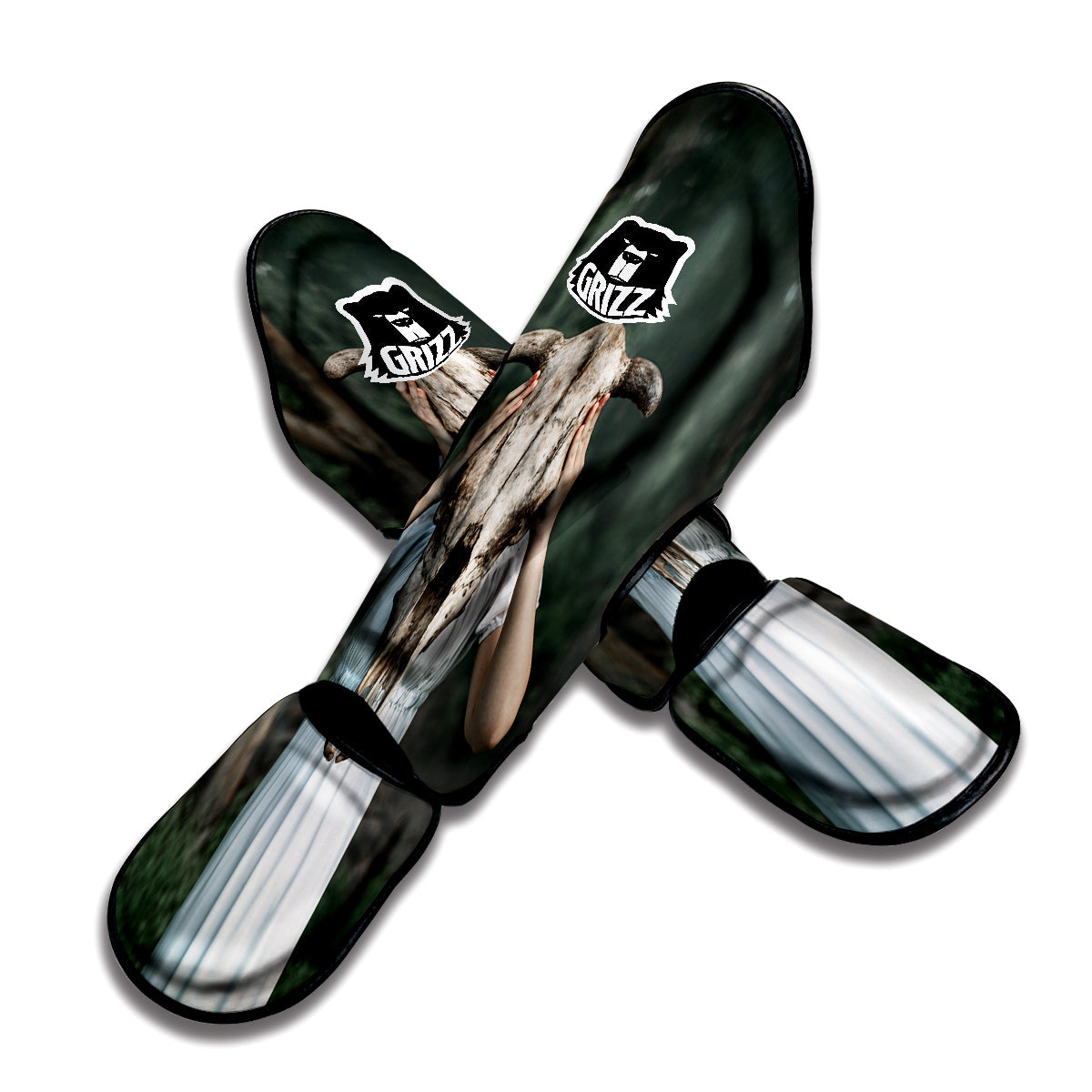 Girl With Animal Skull Print Muay Thai Shin Guards-grizzshop