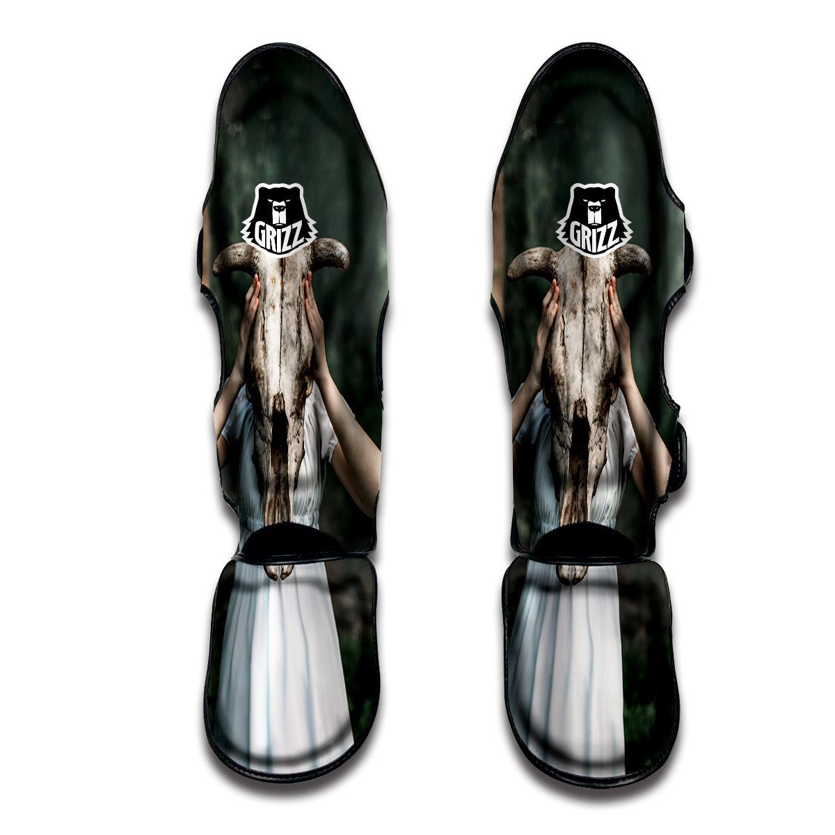 Girl With Animal Skull Print Muay Thai Shin Guards-grizzshop