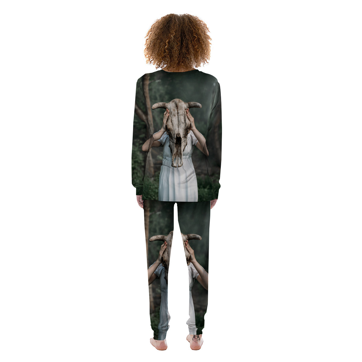 Girl With Animal Skull Print Women's Pajamas-grizzshop