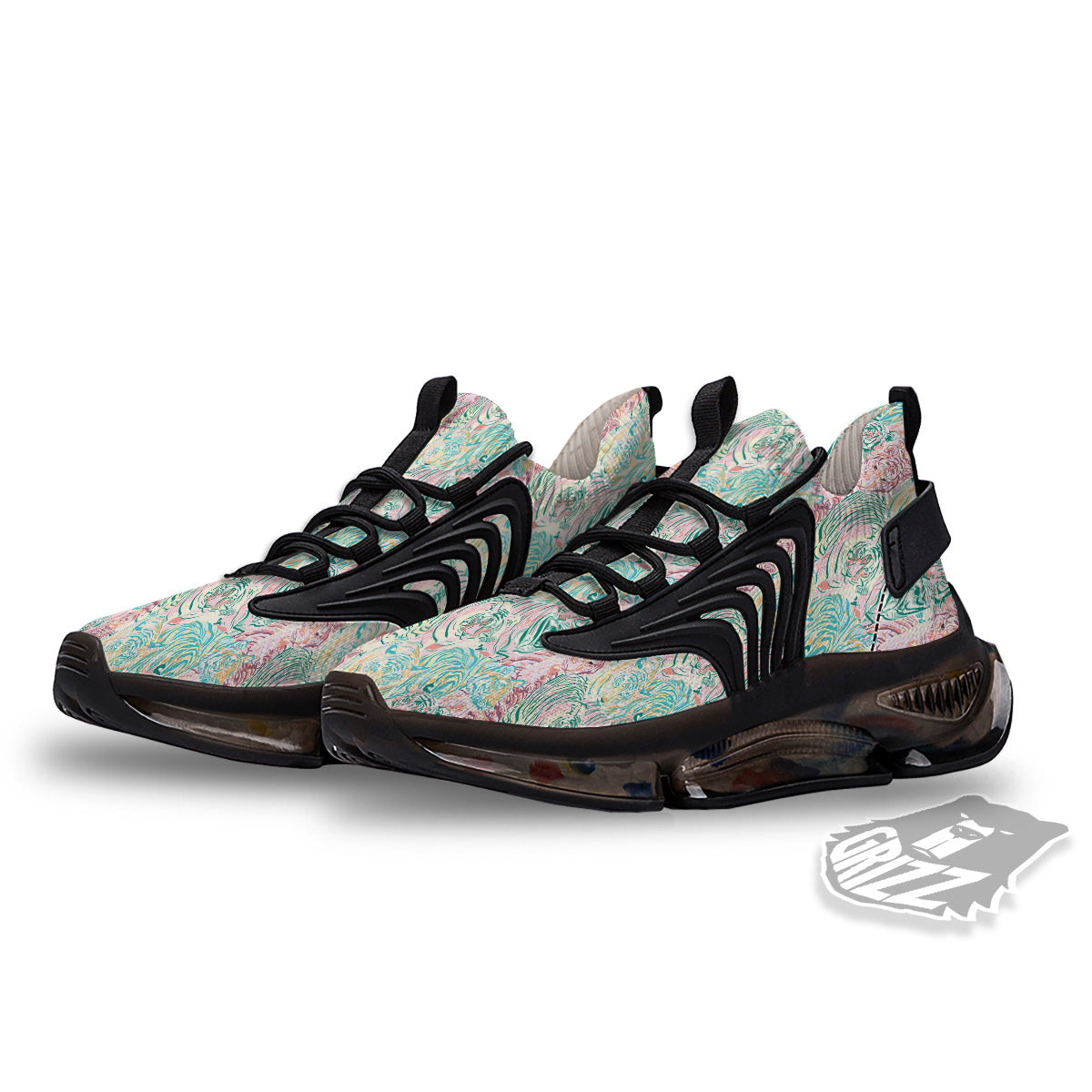 Girly Tigers Pastel Print Pattern Black Gym Shoes-grizzshop