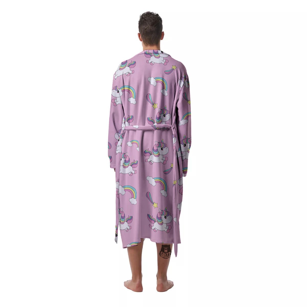 Girly Unicorn Pink Print Pattern Men's Robe-grizzshop