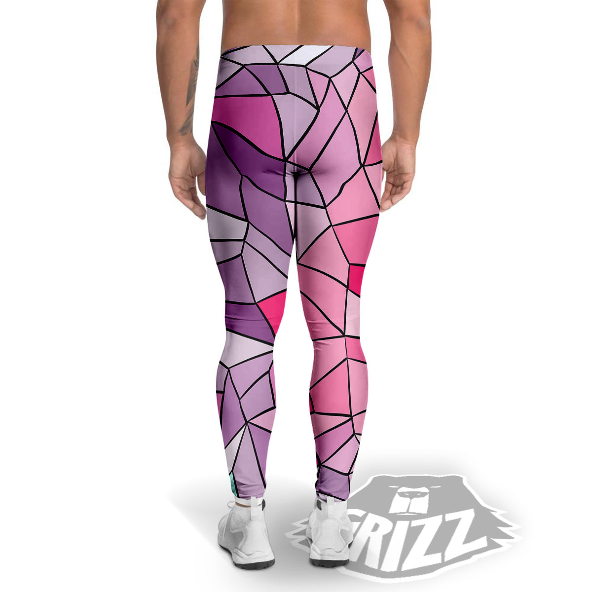Glass Mosaic Colorful Stained Print Men's Leggings-grizzshop