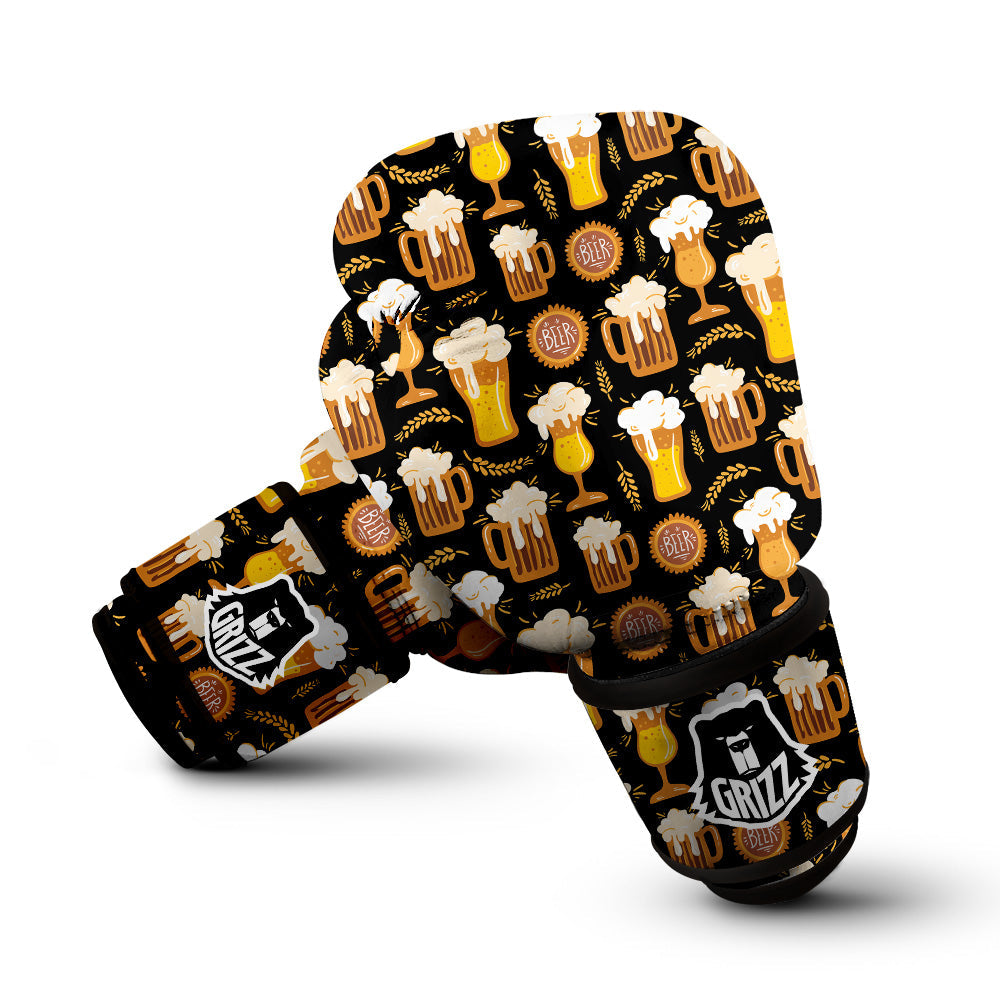 Glasses Of Beer Vintage Print Pattern Boxing Gloves-grizzshop