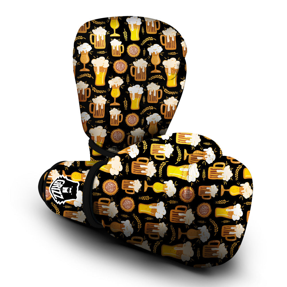 Glasses Of Beer Vintage Print Pattern Boxing Gloves-grizzshop