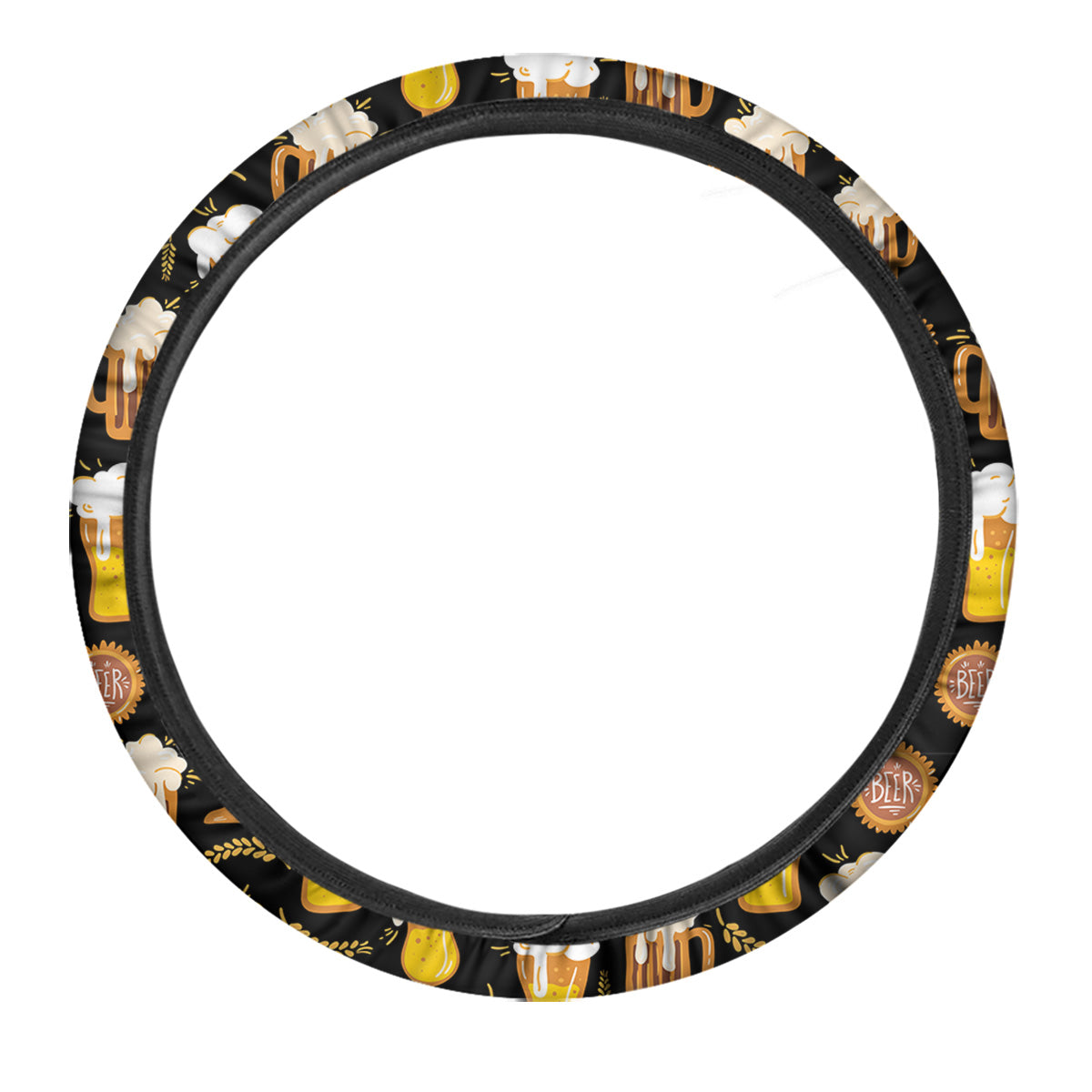 Glasses Of Beer Vintage Print Pattern Car Steering Wheel Cover-grizzshop