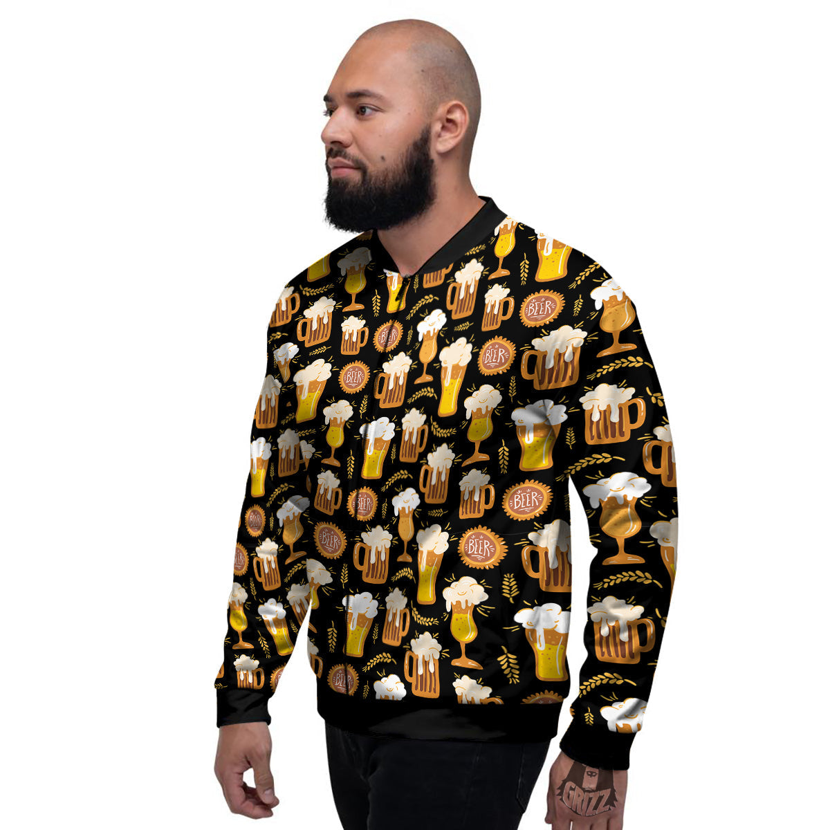 Glasses Of Beer Vintage Print Pattern Men's Bomber Jacket-grizzshop