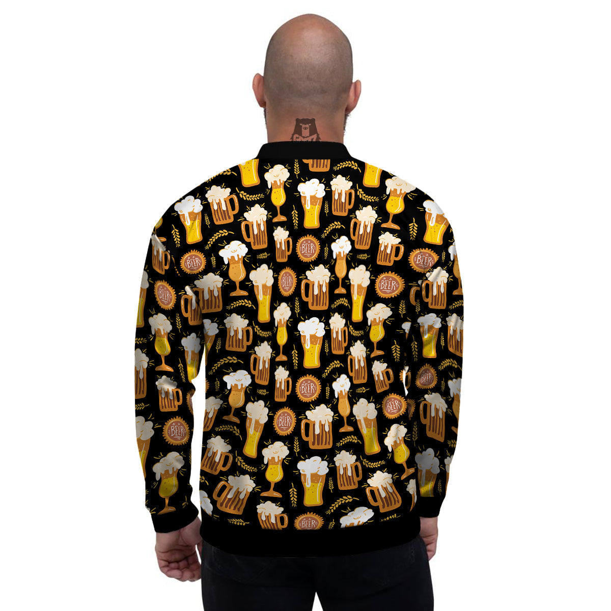 Glasses Of Beer Vintage Print Pattern Men's Bomber Jacket-grizzshop