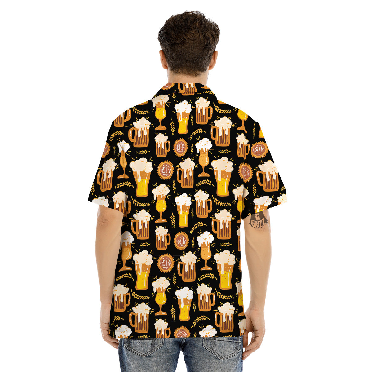 Glasses Of Beer Vintage Print Pattern Men's Hawaiian Shirt-grizzshop