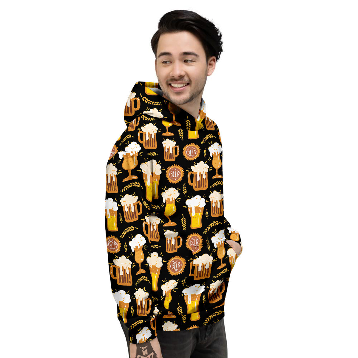 Glasses Of Beer Vintage Print Pattern Men's Hoodie-grizzshop