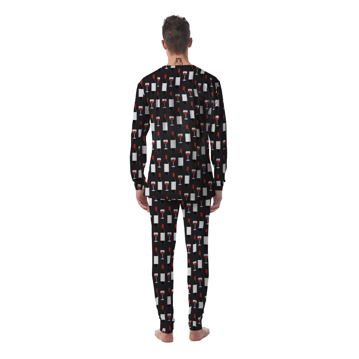 Glasses Of Wine And Bottles Print Pattern Men's Pajamas-grizzshop