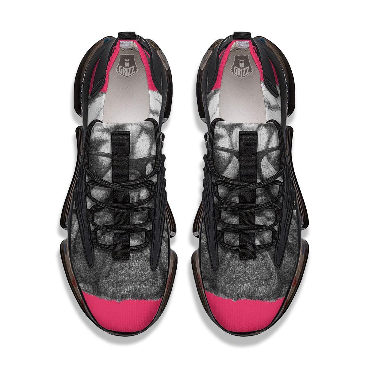 Glasses Pug Portrait Print Black Gym Shoes-grizzshop
