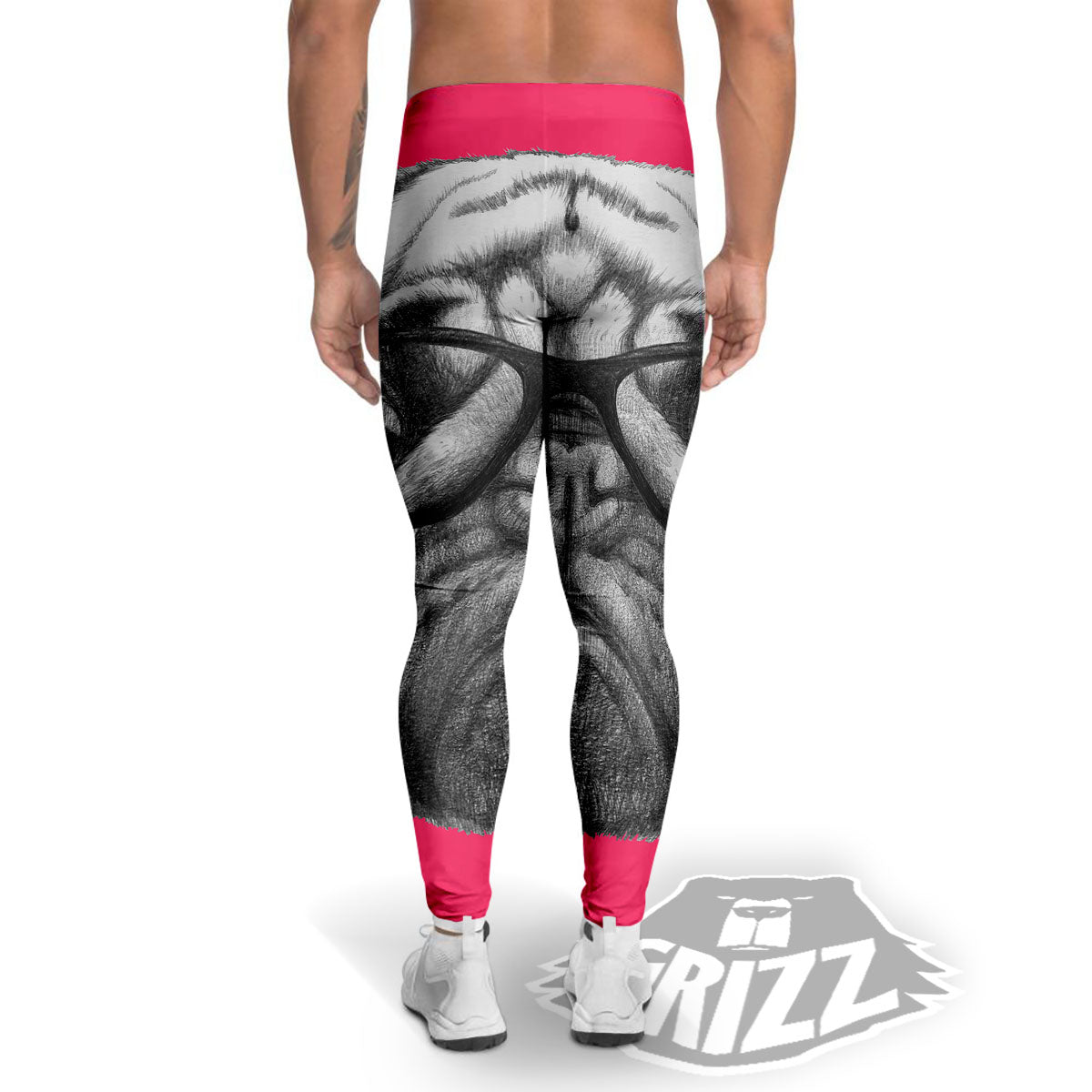 Glasses Pug Portrait Print Men's Leggings-grizzshop