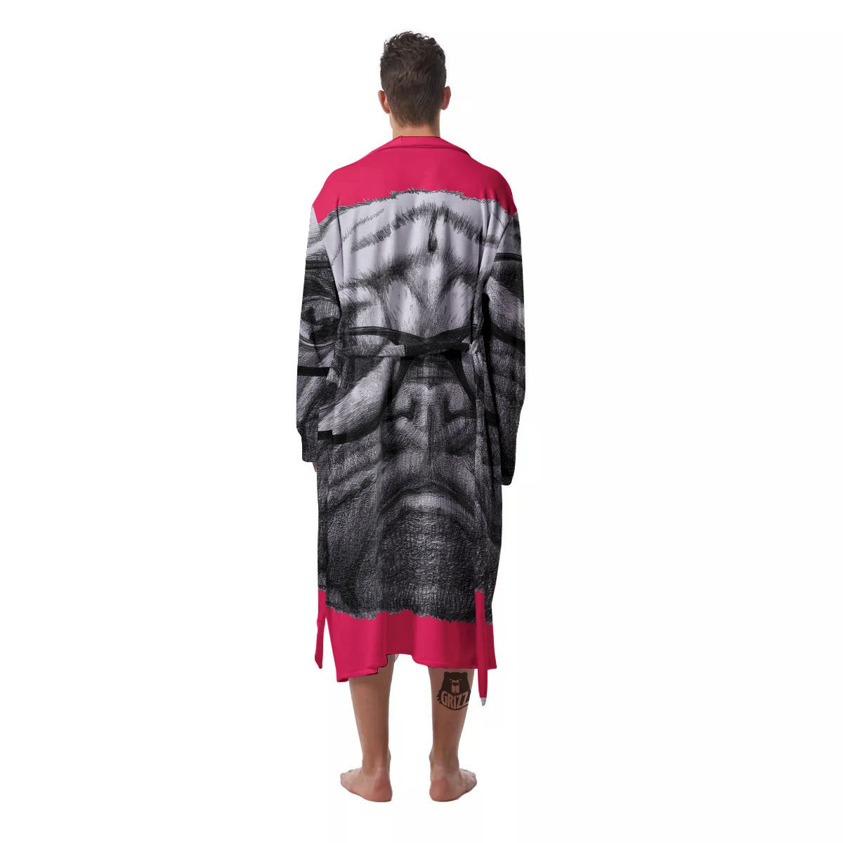 Glasses Pug Portrait Print Men's Robe-grizzshop
