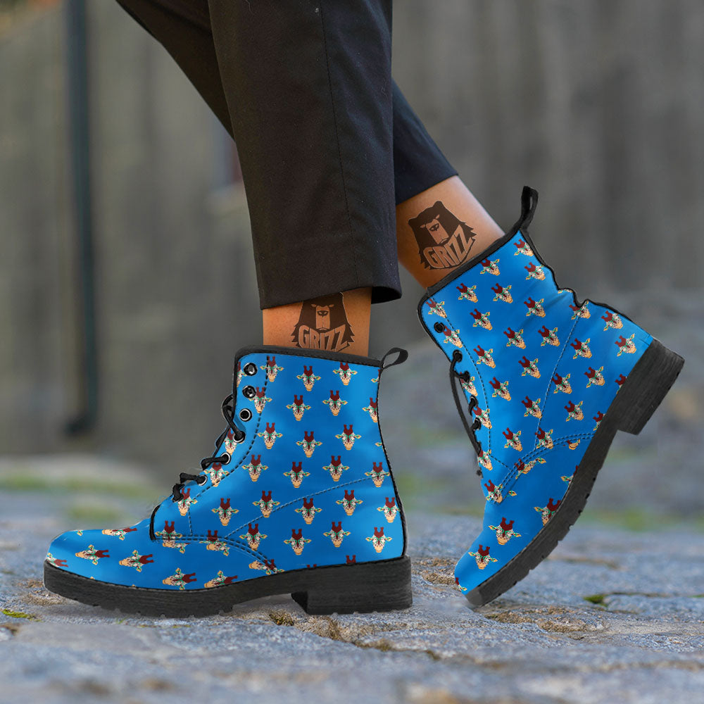 Glasses With Giraffe Print Pattern Leather Boots-grizzshop