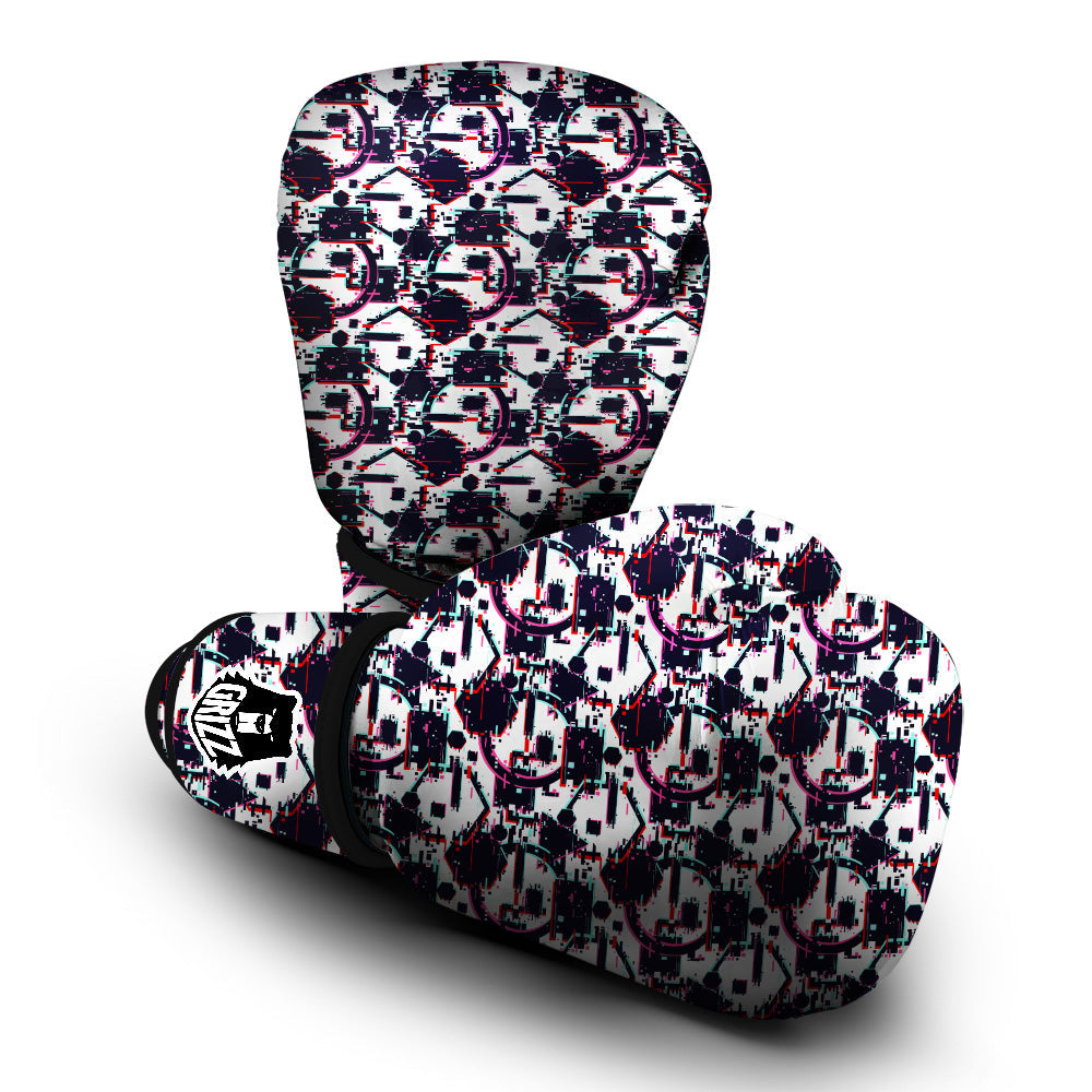 Glitch Effect Print Pattern Boxing Gloves-grizzshop