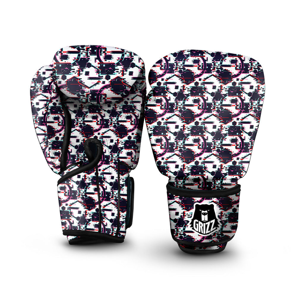 Glitch Effect Print Pattern Boxing Gloves-grizzshop