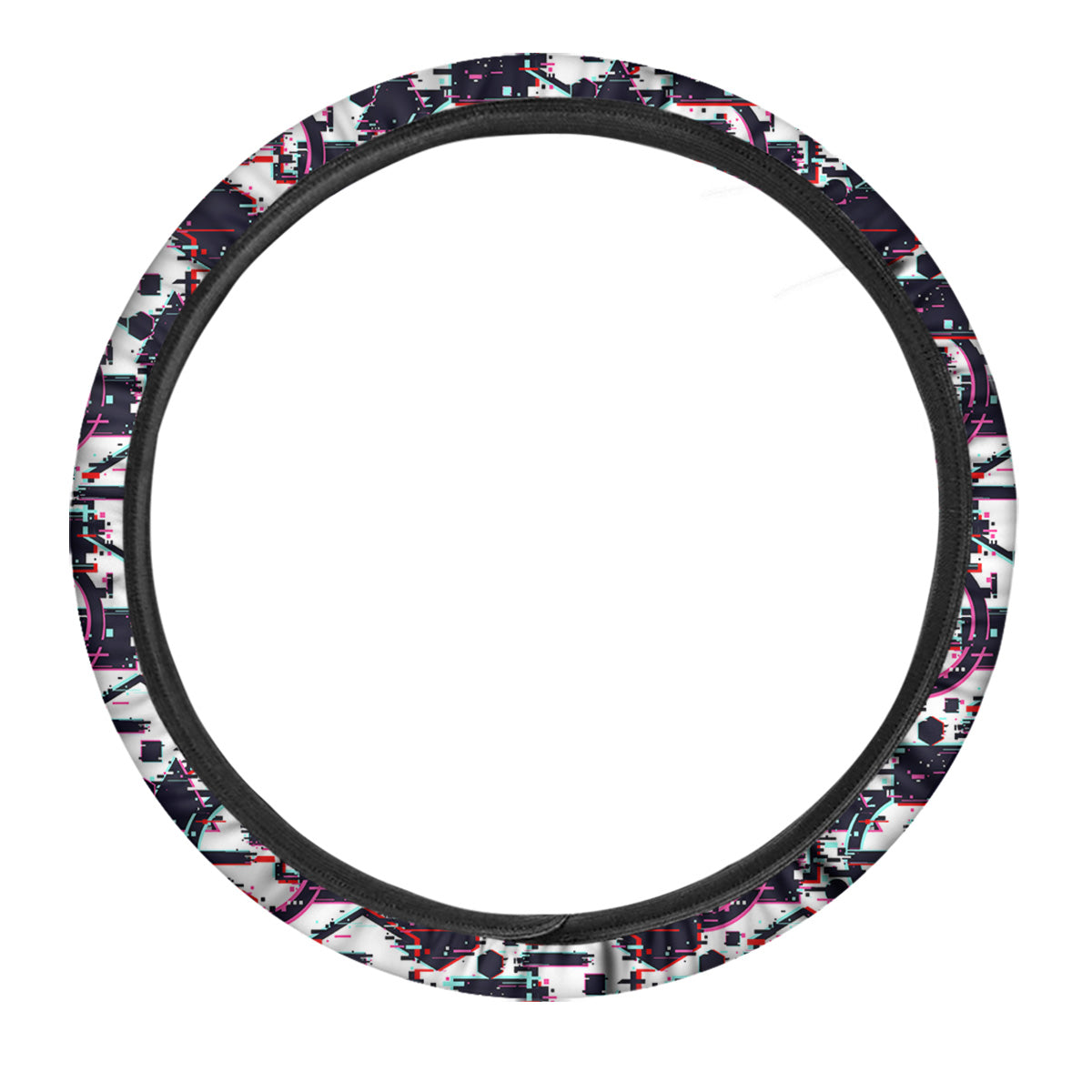 Glitch Effect Print Pattern Car Steering Wheel Cover-grizzshop