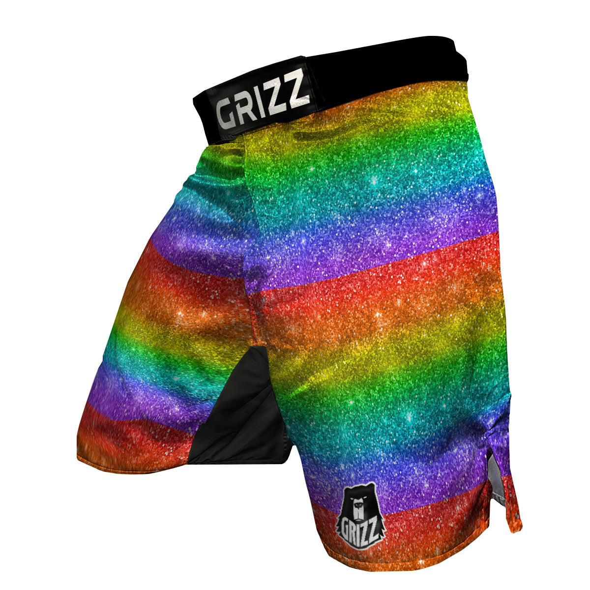 Glitter Rainbow Print Pattern MMA Shorts-grizzshop