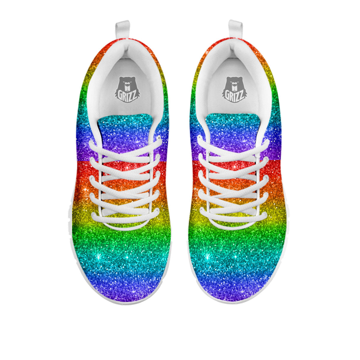Glitter Rainbow Print Pattern White Sneaker-grizzshop