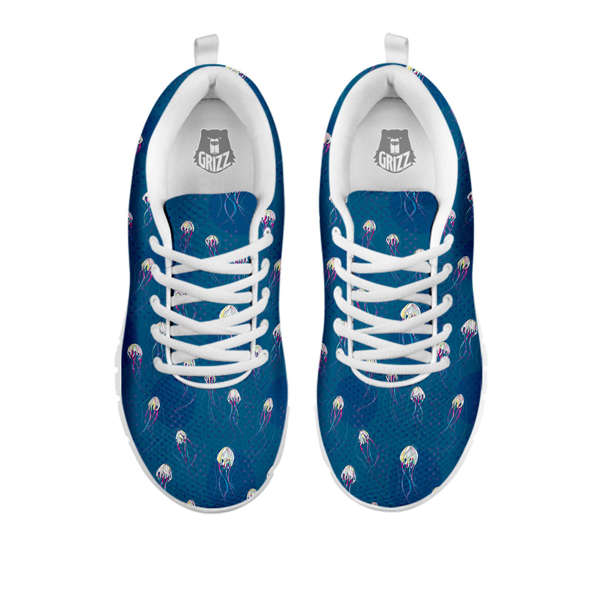 Glowing Jellyfish Print Pattern White Sneaker-grizzshop