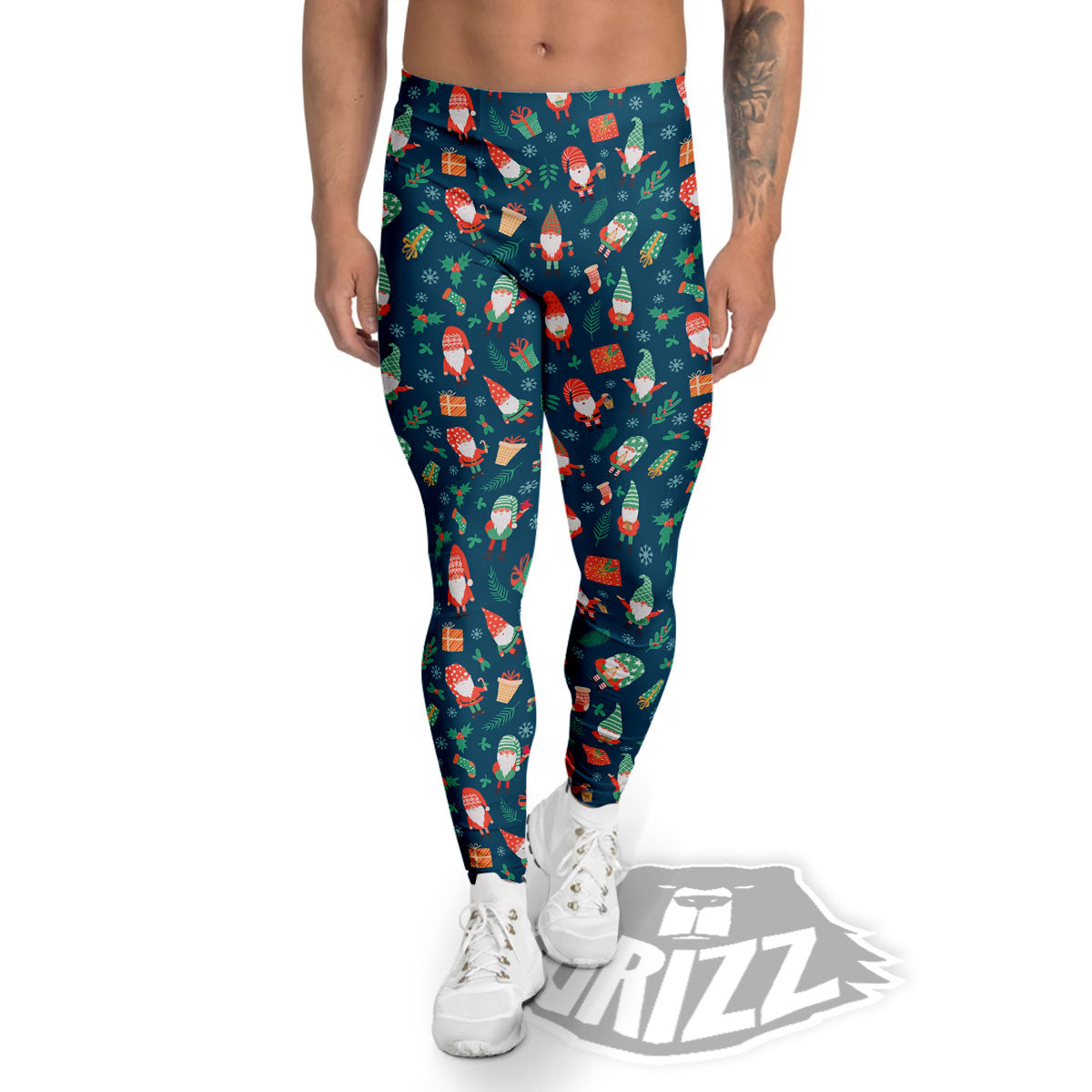 Gnomes Christmas Print Pattern Men's Leggings-grizzshop