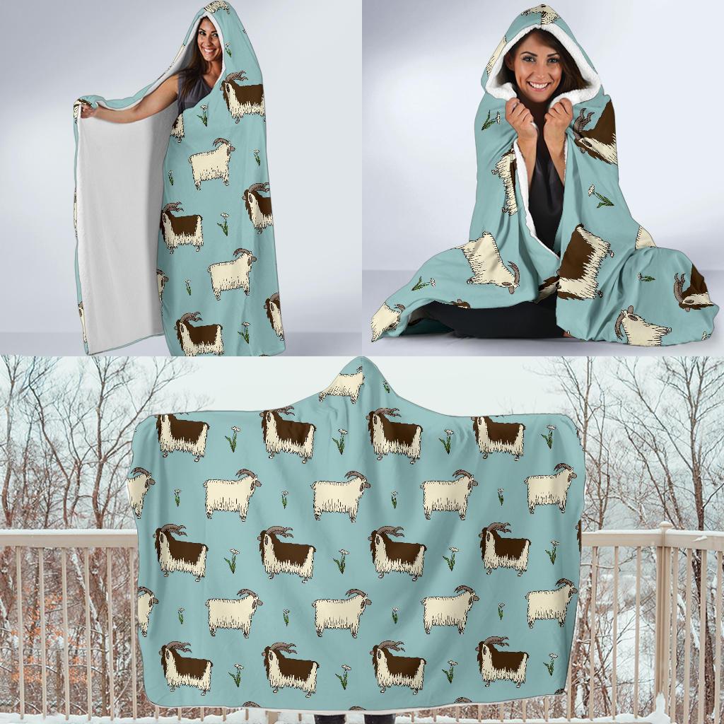 Goat Sheep Print Pattern Hooded Blanket-grizzshop
