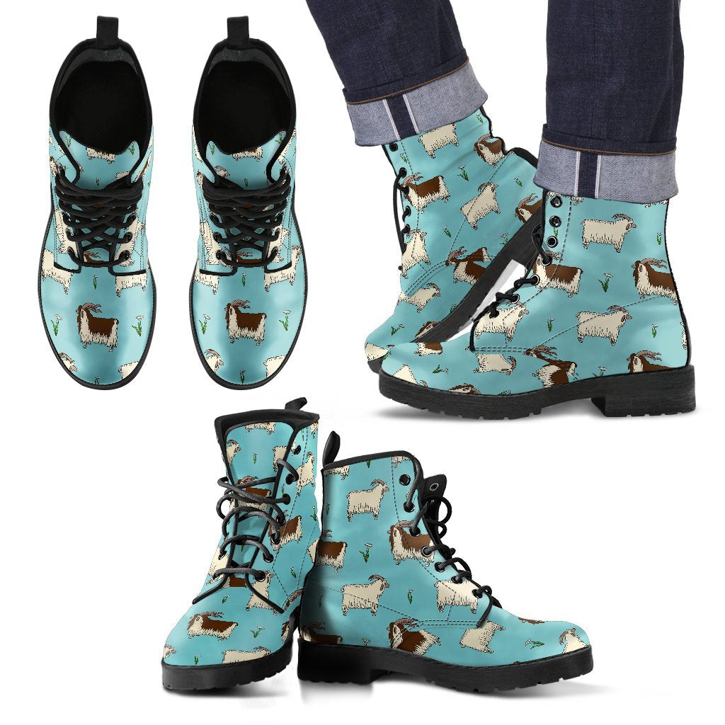 Goat Sheep Print Pattern Men Women Leather Boots-grizzshop