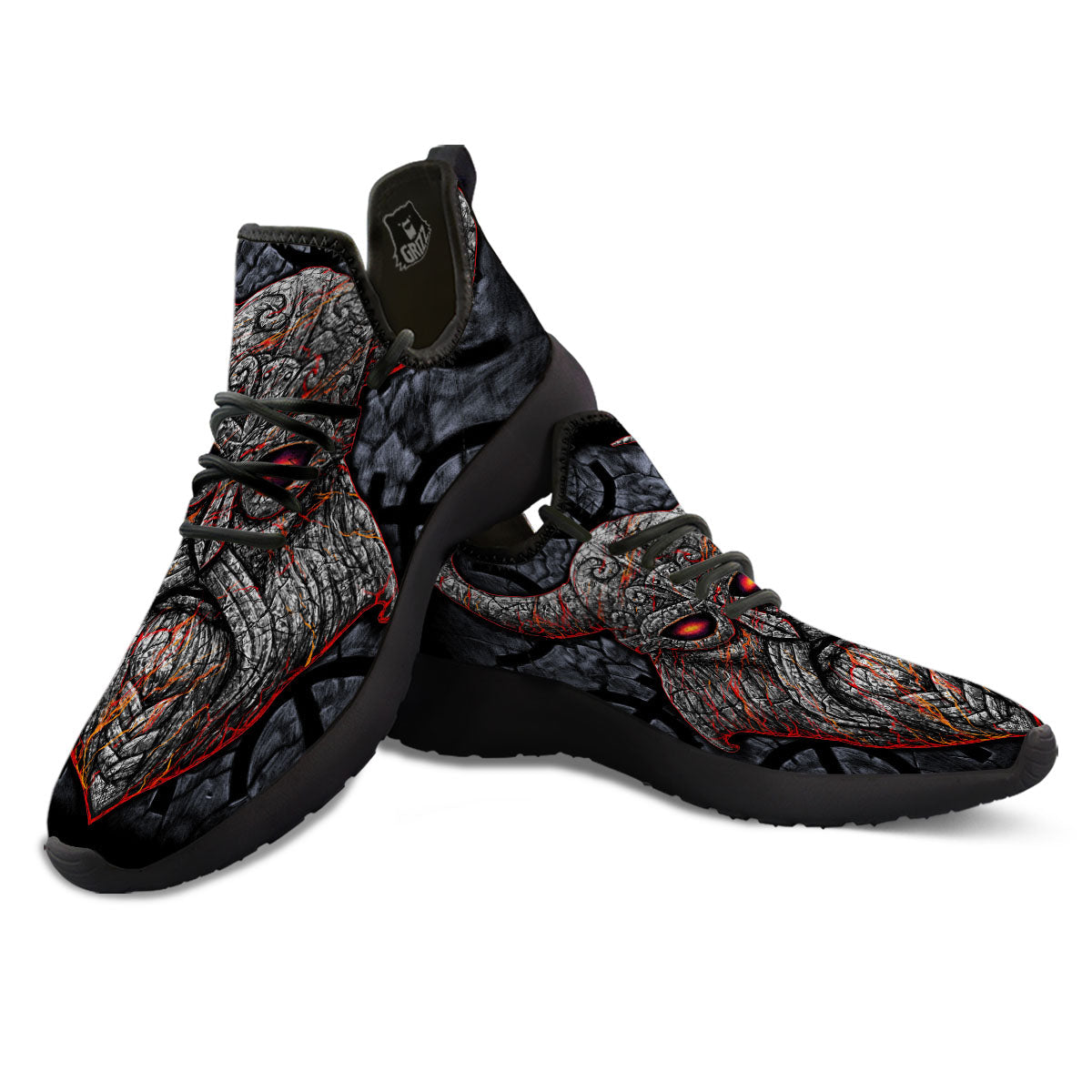 God Odin Ancient Viking Norse Print Black Athletic Shoes-grizzshop