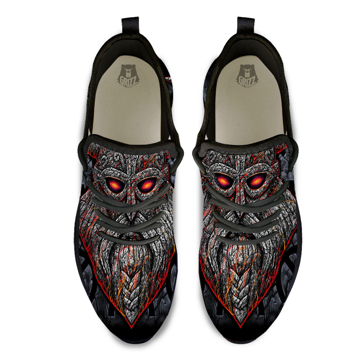 God Odin Ancient Viking Norse Print Black Athletic Shoes-grizzshop
