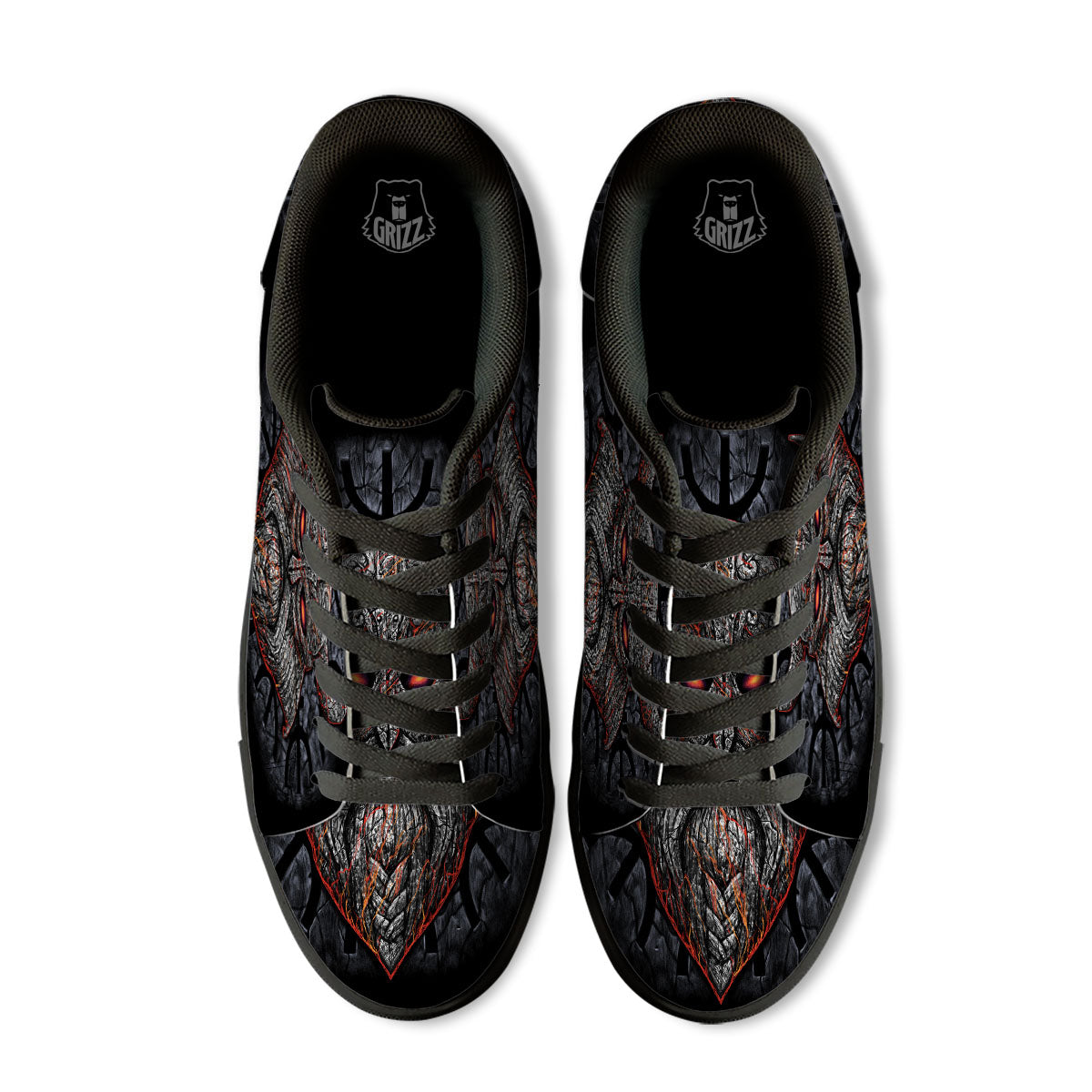 God Odin Ancient Viking Norse Print Black Low Top Sneakers-grizzshop