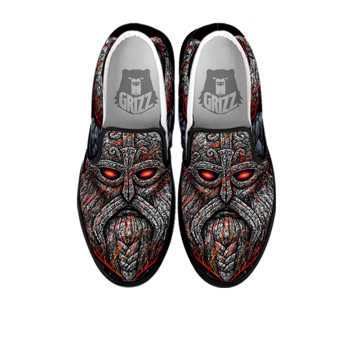 God Odin Ancient Viking Norse Print Black Slip On Shoes-grizzshop