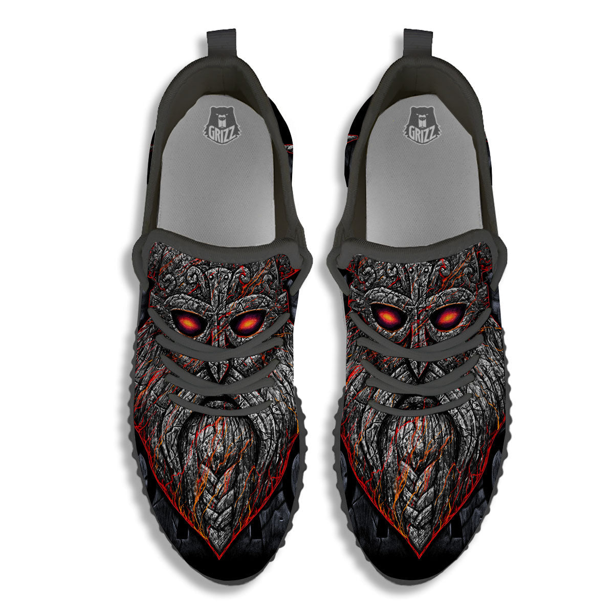 God Odin Ancient Viking Norse Print Black Walking Shoes-grizzshop