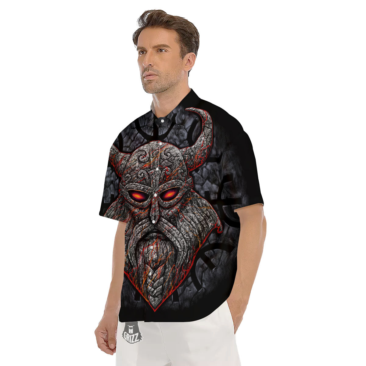God Odin Ancient Viking Norse Print Men's Short Sleeve Shirts-grizzshop