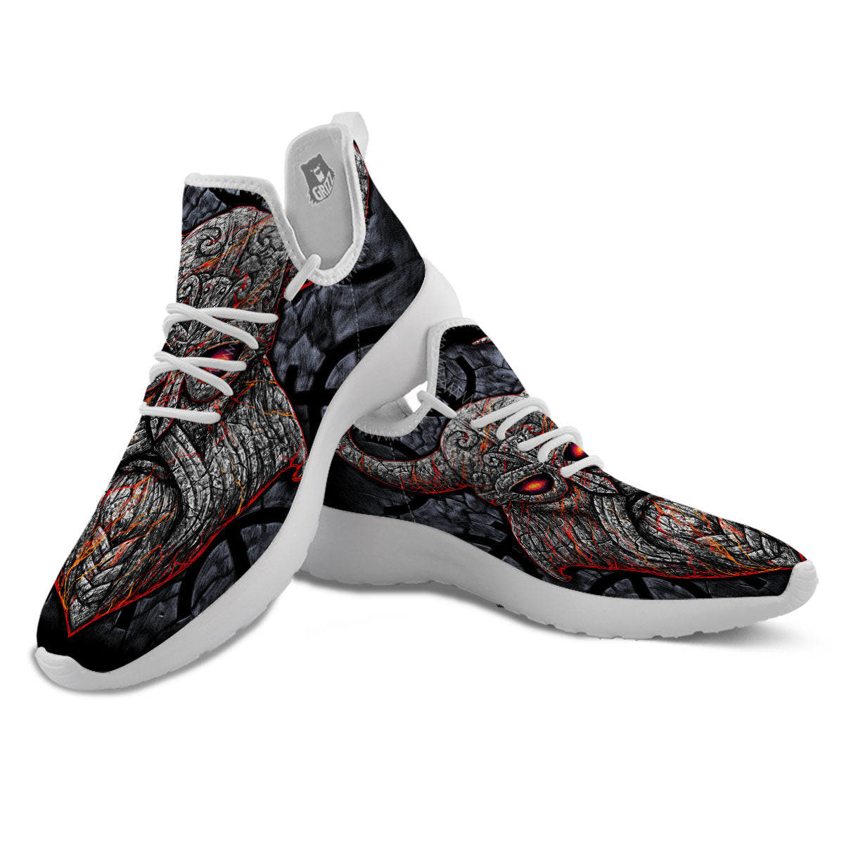 God Odin Ancient Viking Norse Print White Athletic Shoes-grizzshop