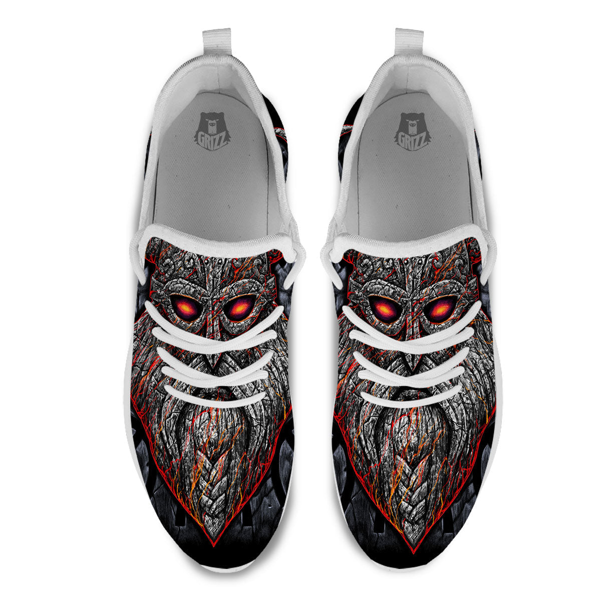 God Odin Ancient Viking Norse Print White Athletic Shoes-grizzshop