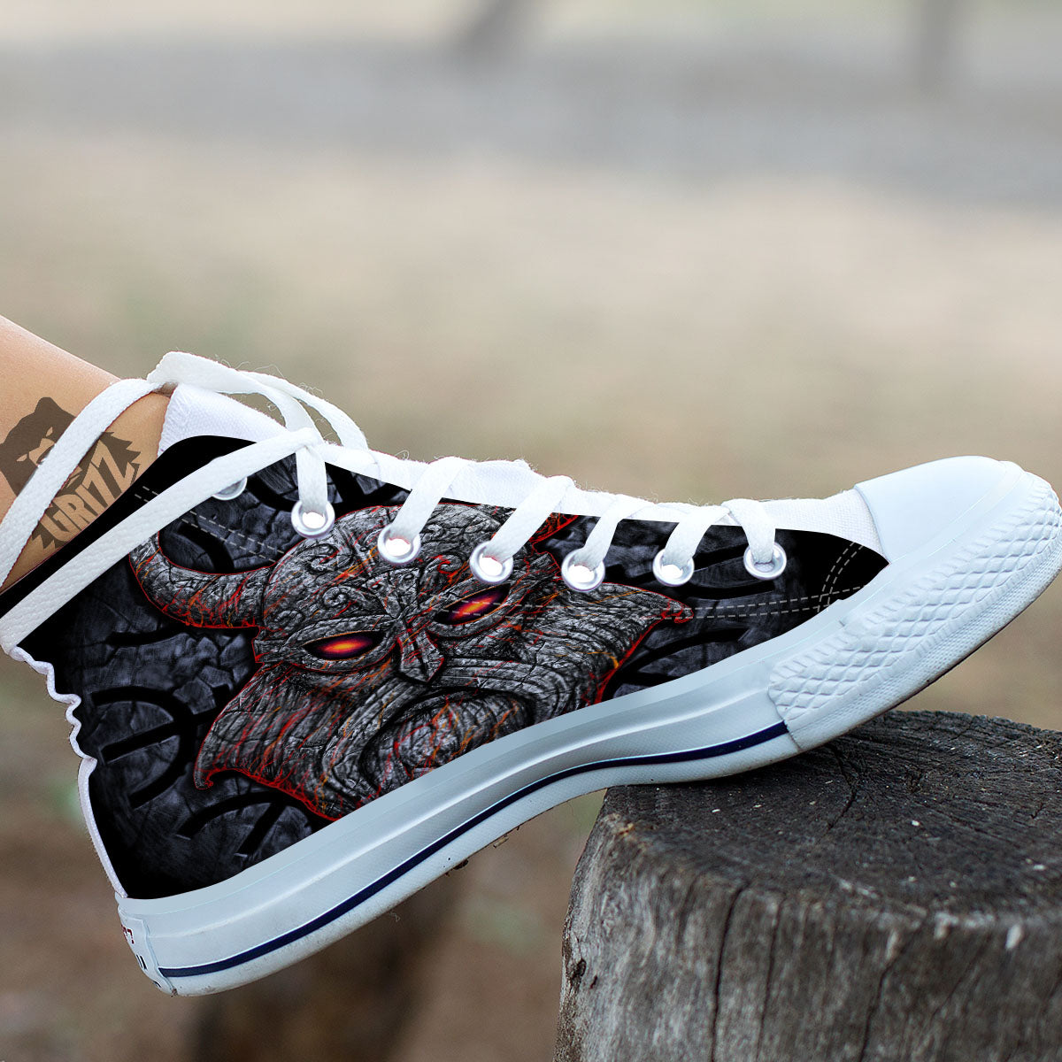God Odin Ancient Viking Norse Print White High Top Shoes-grizzshop