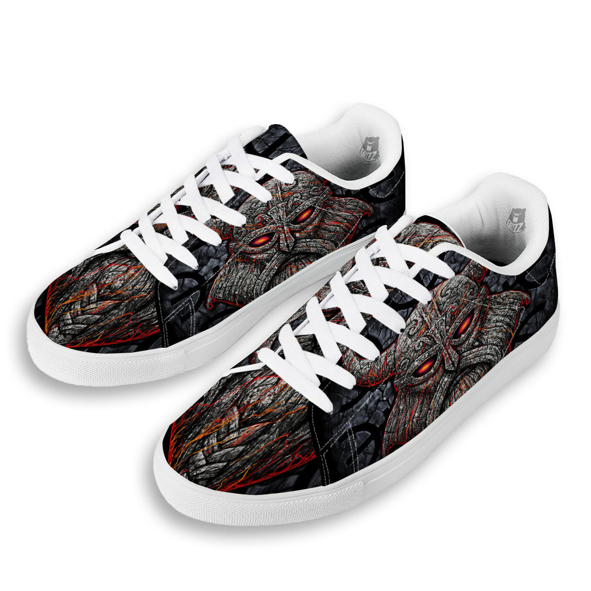 God Odin Ancient Viking Norse Print White Low Top Sneakers-grizzshop