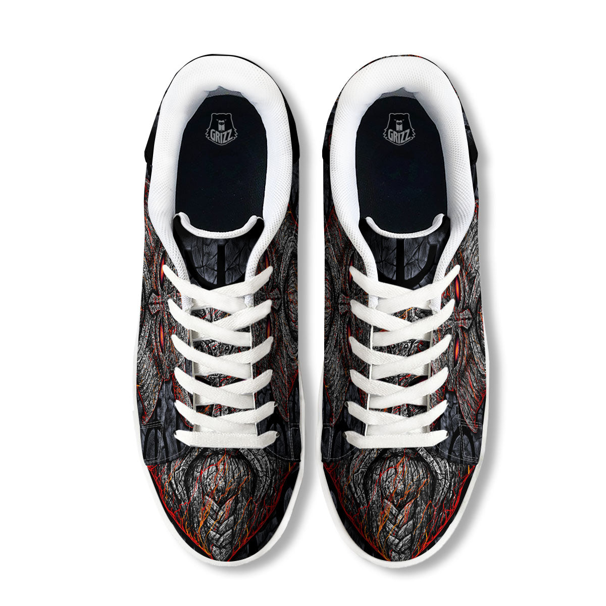 God Odin Ancient Viking Norse Print White Low Top Sneakers-grizzshop