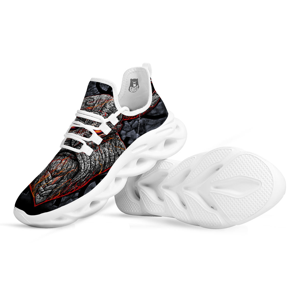God Odin Ancient Viking Norse Print White Running Shoes-grizzshop