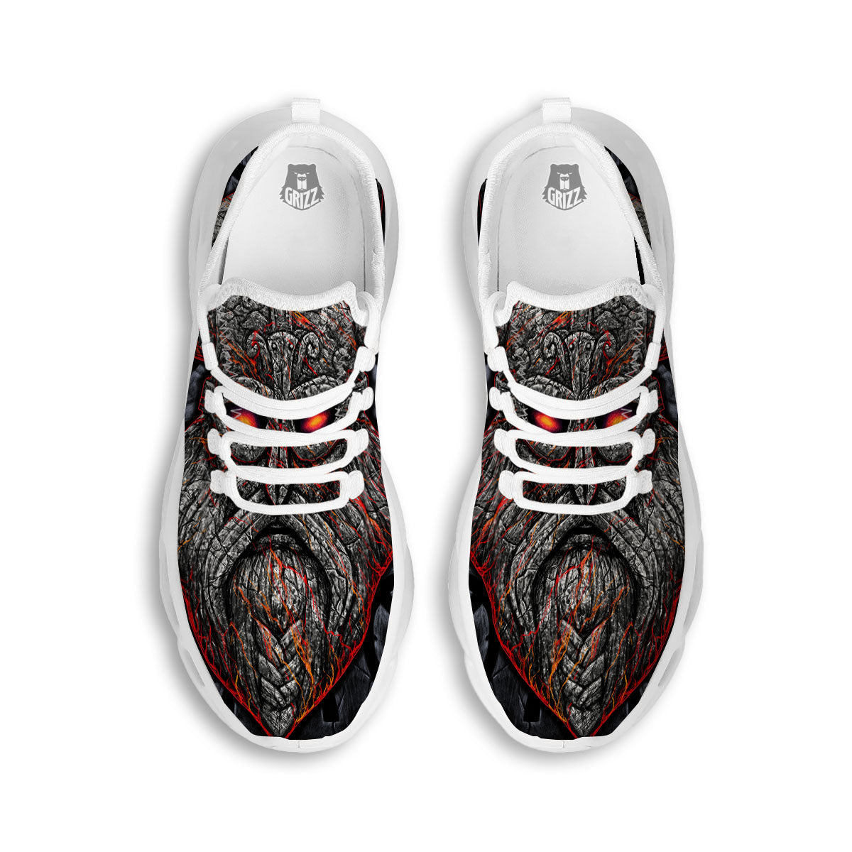 God Odin Ancient Viking Norse Print White Running Shoes-grizzshop