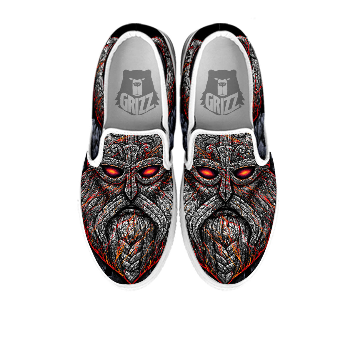 God Odin Ancient Viking Norse Print White Slip On Shoes-grizzshop