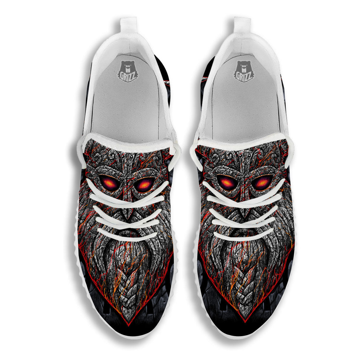 God Odin Ancient Viking Norse Print White Walking Shoes-grizzshop