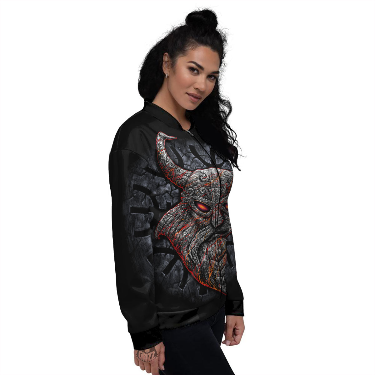 God Odin Ancient Viking Norse Print Women's Bomber Jacket-grizzshop