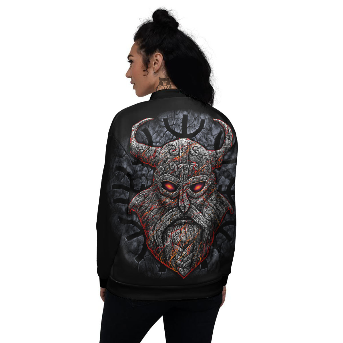 God Odin Ancient Viking Norse Print Women's Bomber Jacket-grizzshop